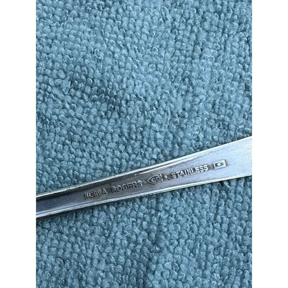 Rogers Floral Mist Pierced Serving Spoon Stainless Korea Discontinued Flatware